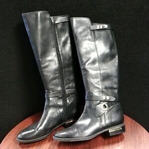 Vince Camuto Prini Black Leather Riding Boots - Size 12M
